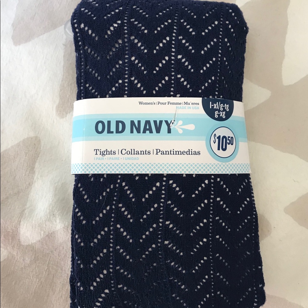 Navy Blue Patterned Cut Out Tights